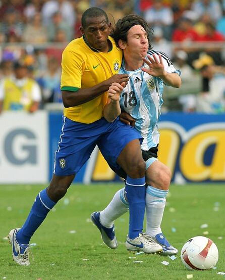 Leo Messi en la final de la Copa América de 2007 contra Brasil