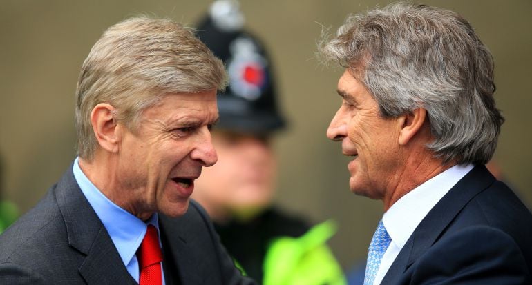 Wenger y Pellegrini, entrenadores de Arsenal y Manchester City respectivamente.