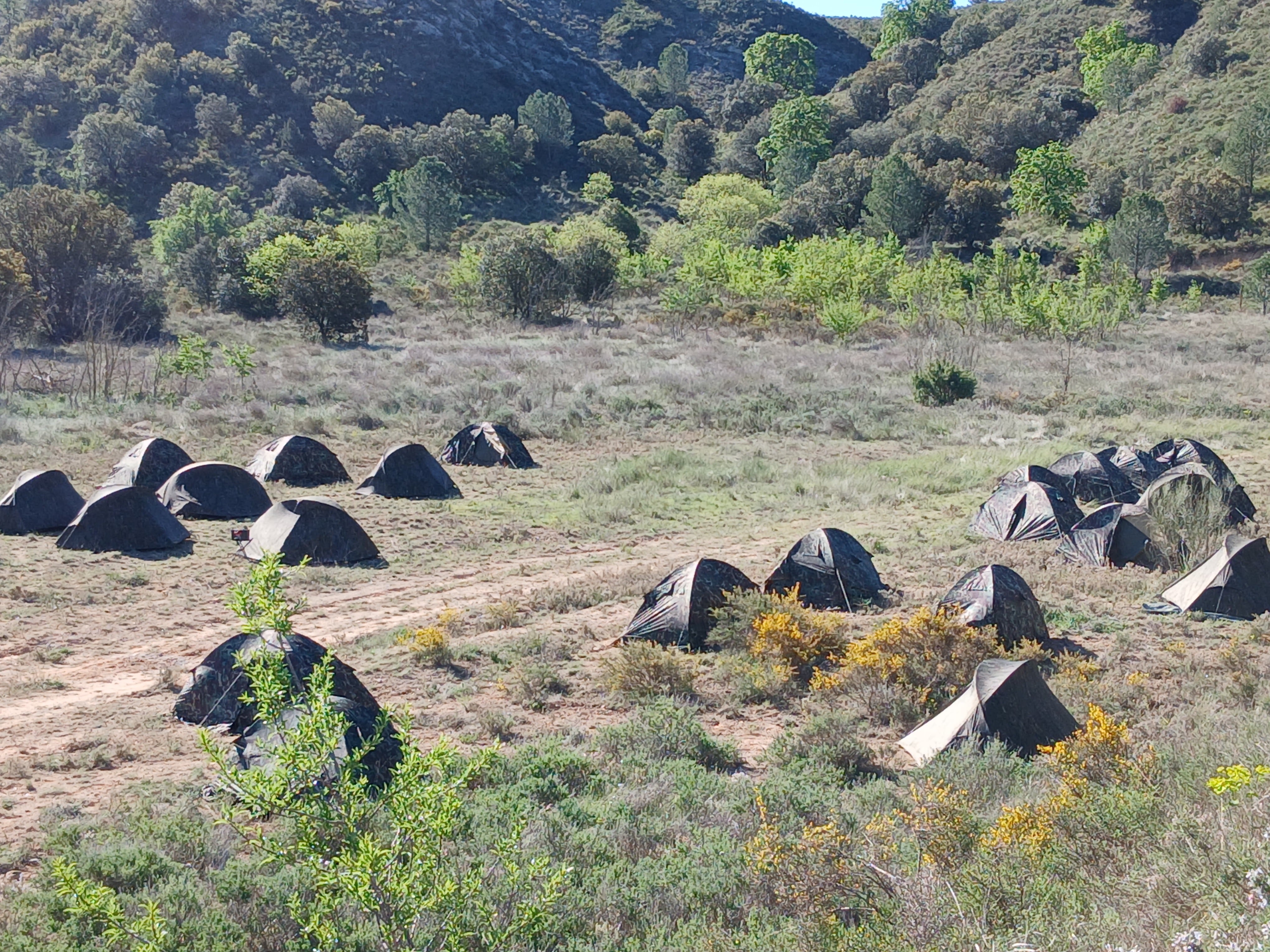 Ejercicio militar en Las Baldorrias en Barbastro