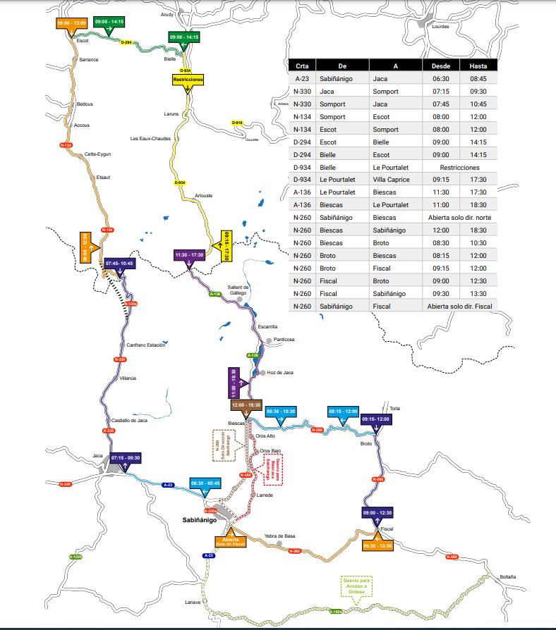 Mapa de cortes de carreteras para este sábado, 17 de junio