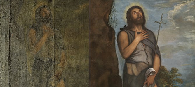 El cuadro de Tiziano antes y después de su restauración