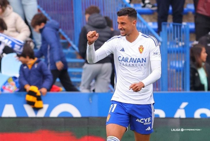 Maikel Mesa le marcó al Tenerife la temporada pasada con el Zaragoza en La Romareda (3-1).