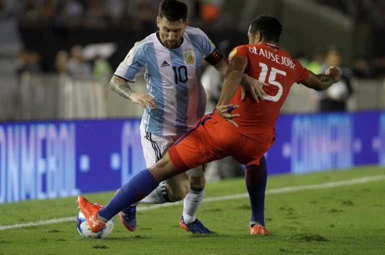 Leo Messi, en el partido entre Argentina y Chile.