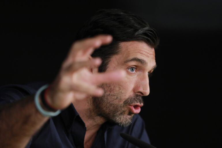 Buffon, en la sala de prensa del Bernabéu