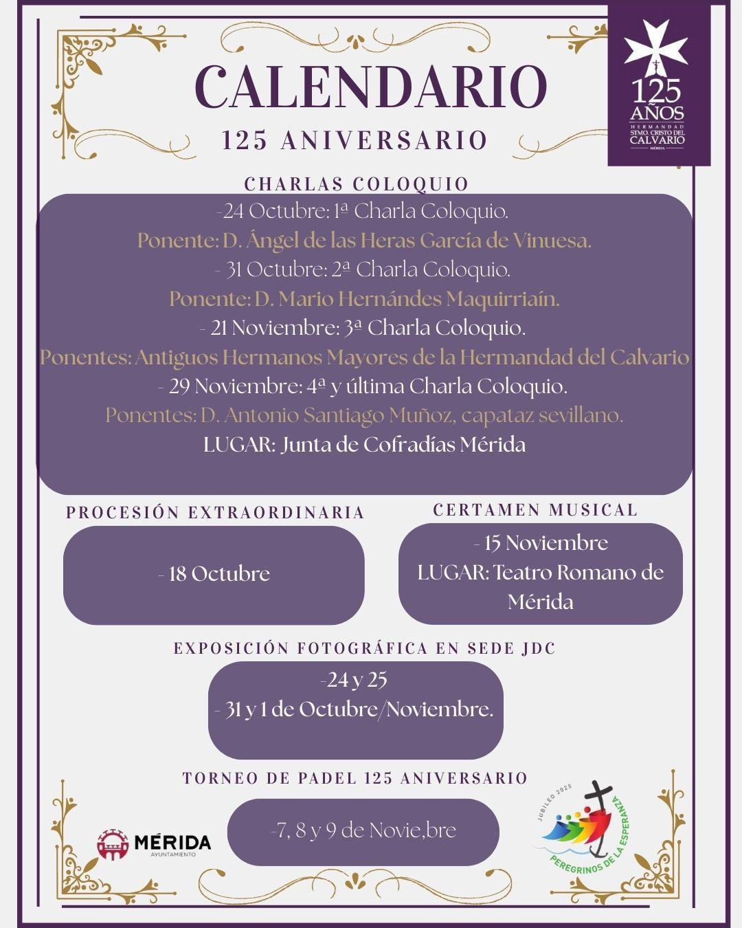 Programa de actos por el 125º Aniversario de la Hermandad del Calvario