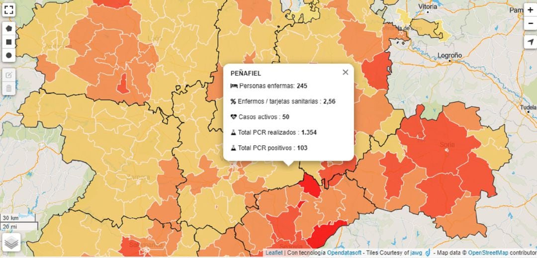 La zona de salud de Peñafiel sube a 50 casos activos