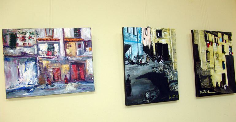 Alguns dels quadres de l'exposició sobre el Canyeret a la Fecoll.