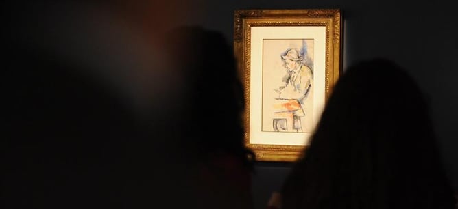 La pintura &#039;Joueur de Cartes&#039; de Paul Cezanne durante una rueda de prensa previa a la subasta de Christie&#039;s