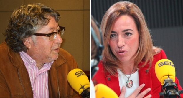 Antoni Balmón i Carme Chacón, davant dels micròfons de la Cadena SER