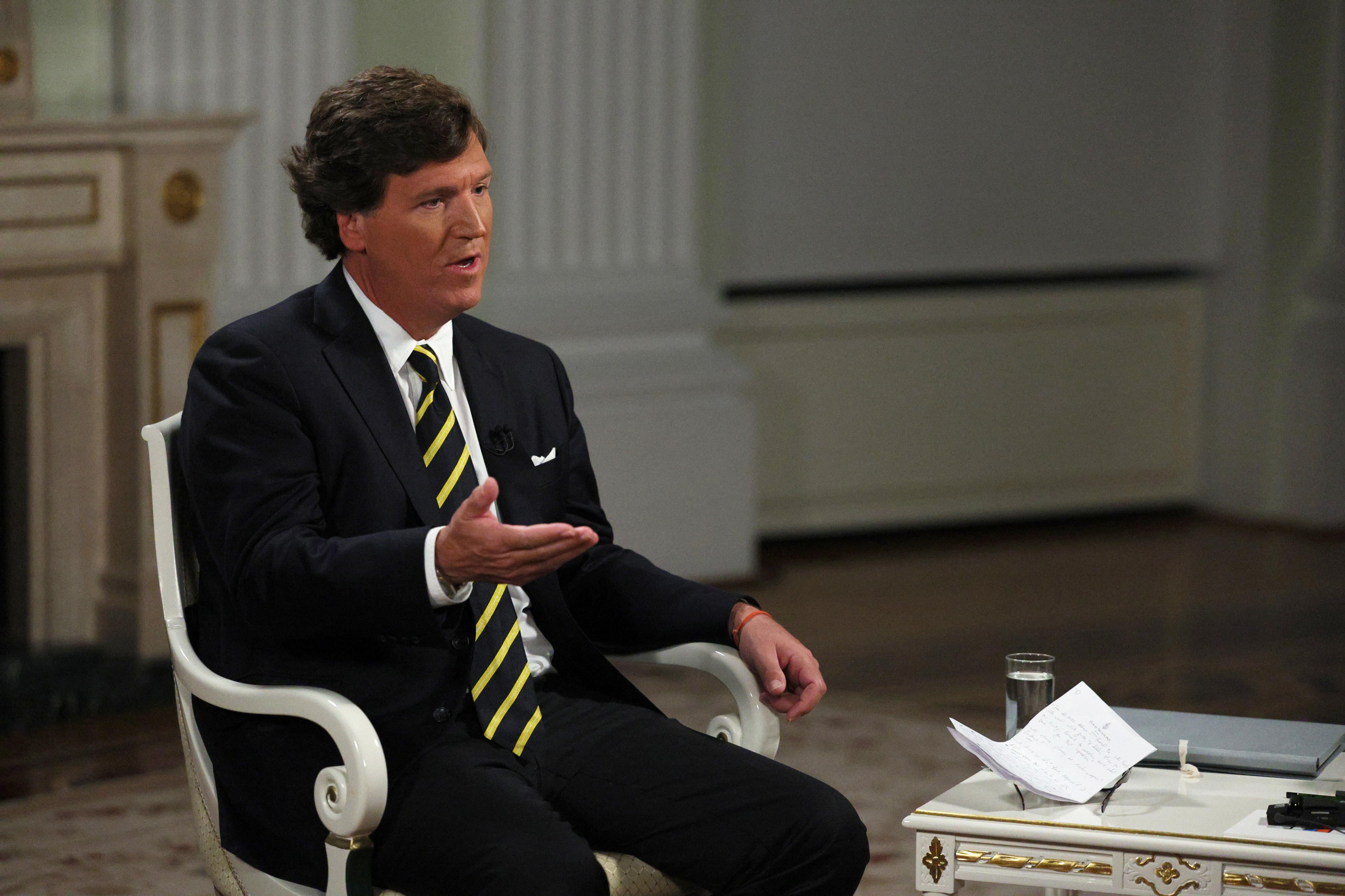 Un momento de la entrevista de Tucker Carlson a Vladimir Putin.