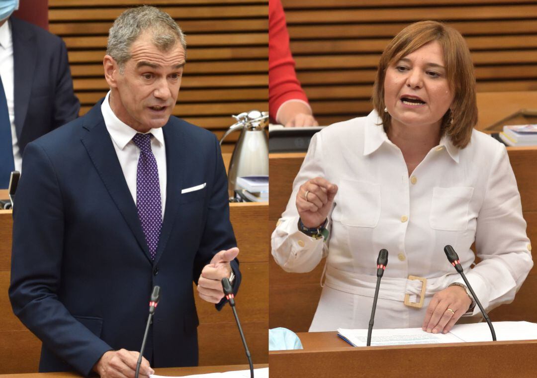 Toni Cantó (i) e isabel Bonig (d) en el debate de Política General que ha comenzado este lunes