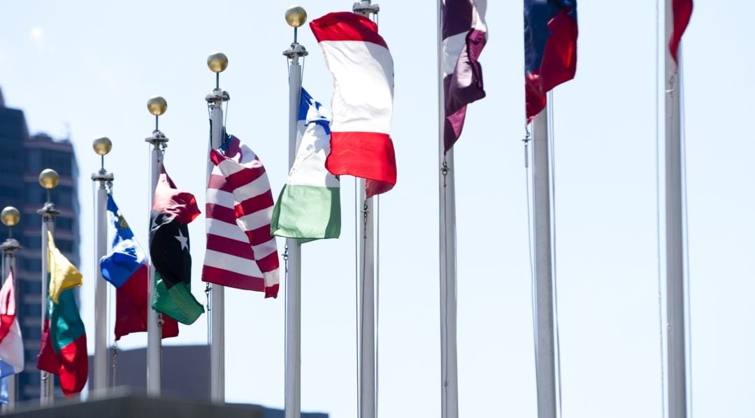 Banderas en la sede de la ONU