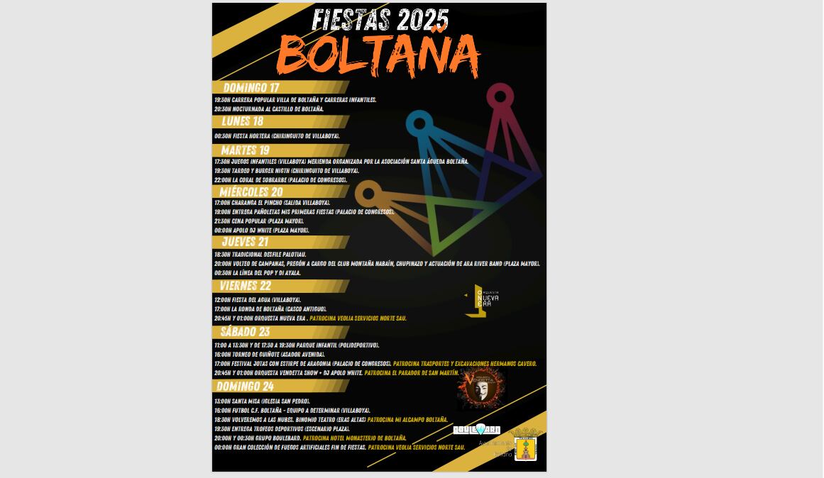 Cartel Fiestas de la Convivencia 2025. Boltaña.