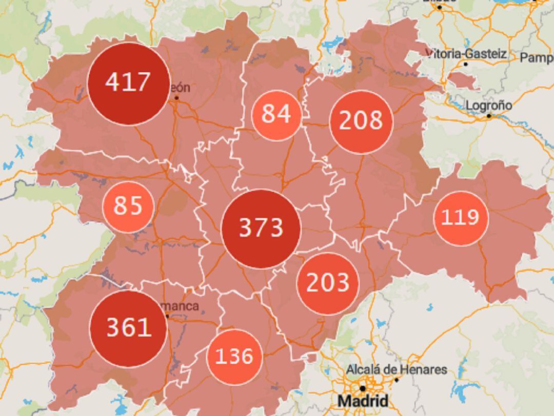 Fallecidos por coronavirus en Castilla y León a 25 de mayo