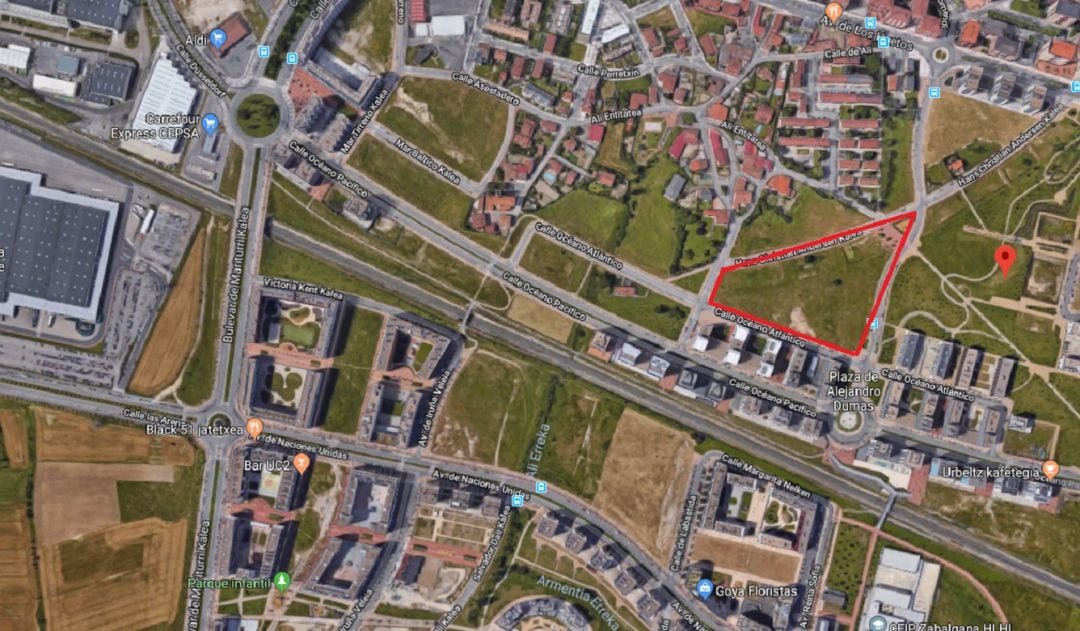 Parcela en Borinbizkarra donde se construirá el colegio Aldaialde