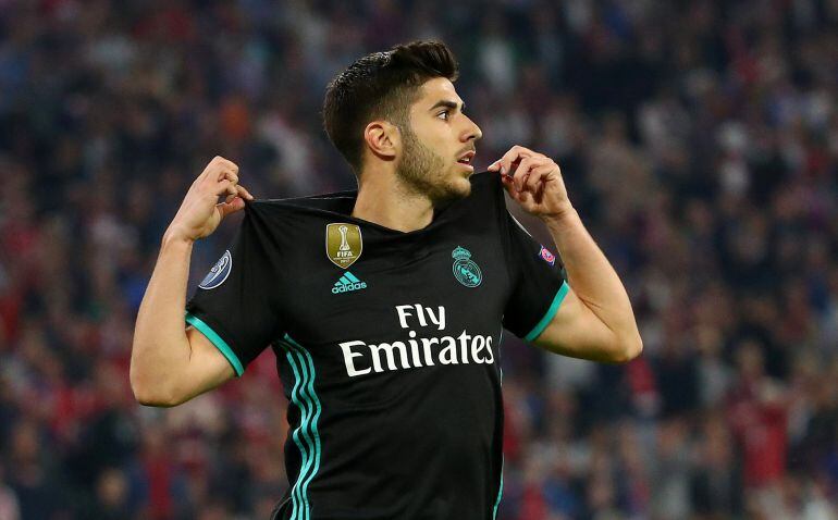 Marco Asensio celebra su gol al Bayern