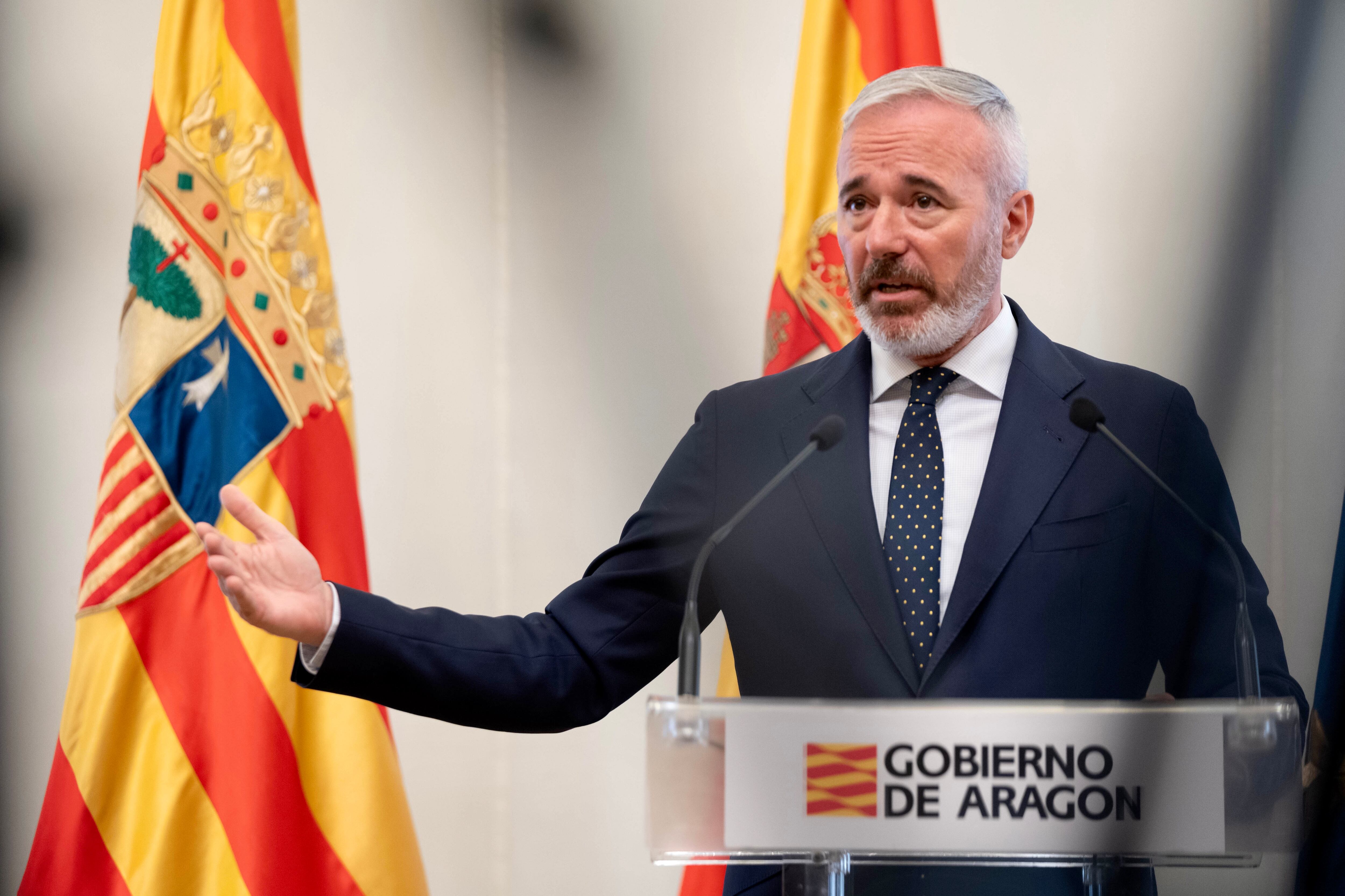 Jorge Azón, presidente de Aragón, en la rueda de prensa posterior al Consejo de Gobierno de inicio de curso político