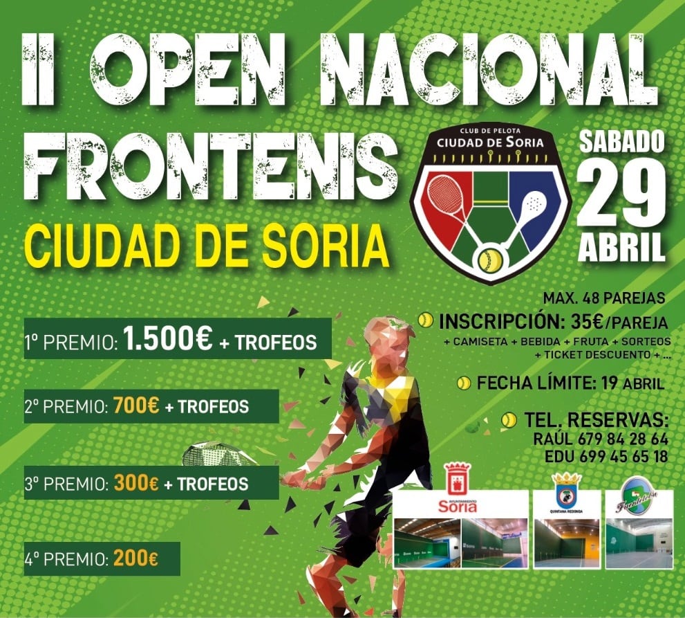 Cartel del II Open Nacional de Frontenis Ciudad de Soria.