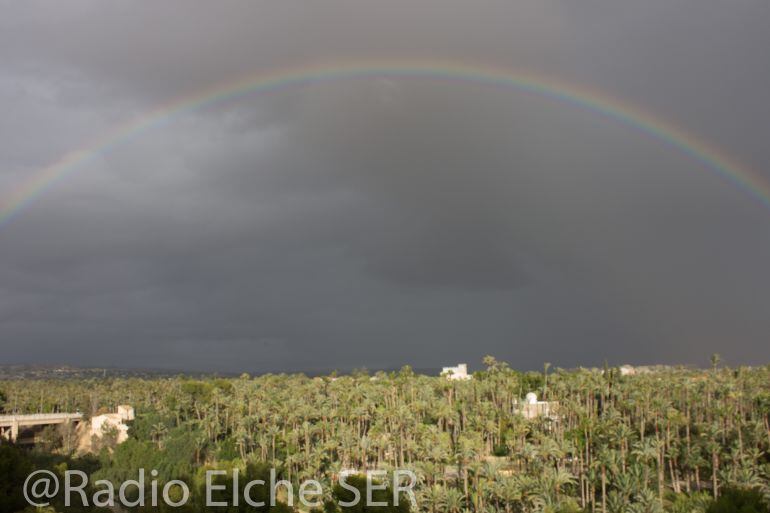 El arcoiris sobre el palmeral