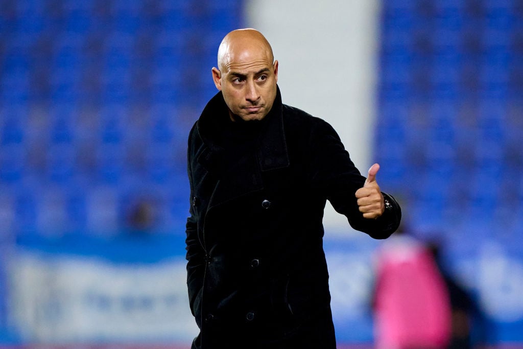 Mehdi Nafti, head coach of CD Leganes reacts prior the game during the LaLiga Smartbank match between CD Leganes and FC Cartagena at Estadio of Butarque on November 02, 2021 in Leganes, Spain. (Photo by Diego Souto/Quality Sport Images/Getty Images)