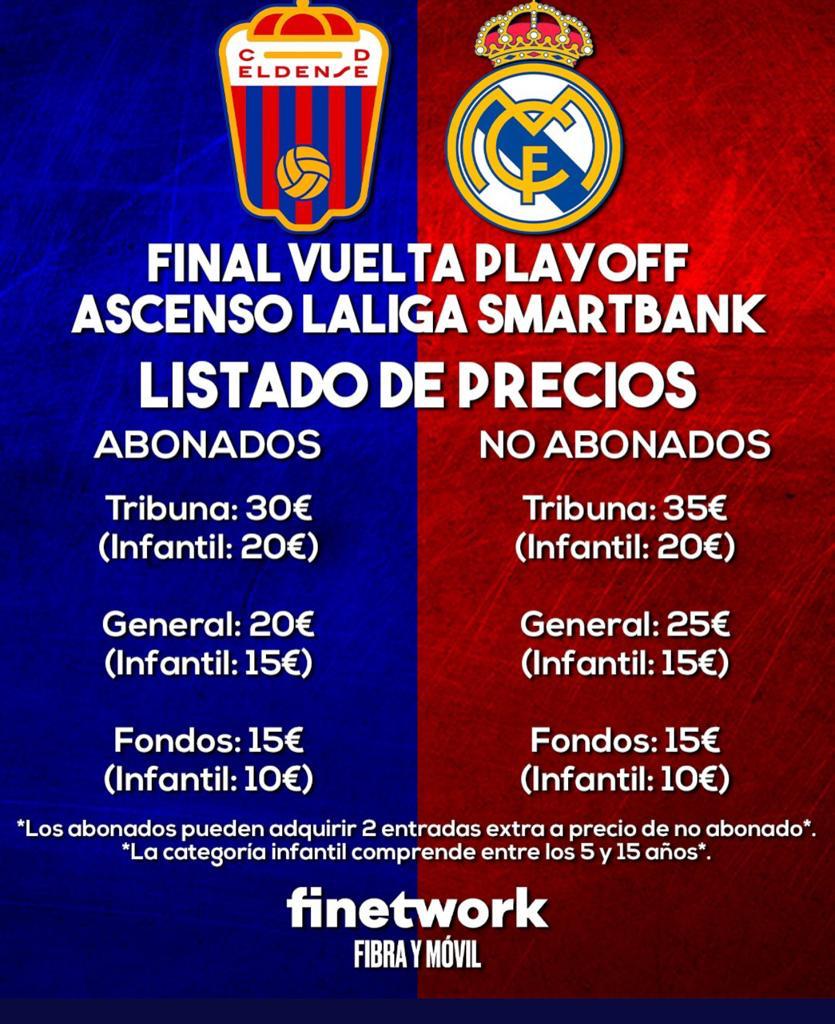 Precios para el partido de vuelta de la final del play off de ascenso a Segunda División