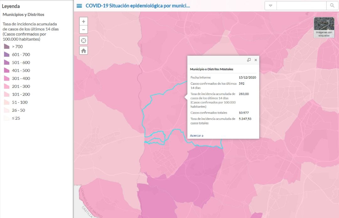 Situación epidemiológica actual de la localidad de Móstoles