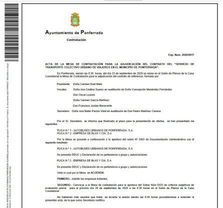 El expediente en el que figuran las dos empresas que licitan el servicio