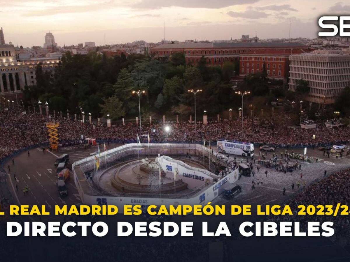 La celebración de los madridistas en Cibeles tras la 36ª Liga, en directo