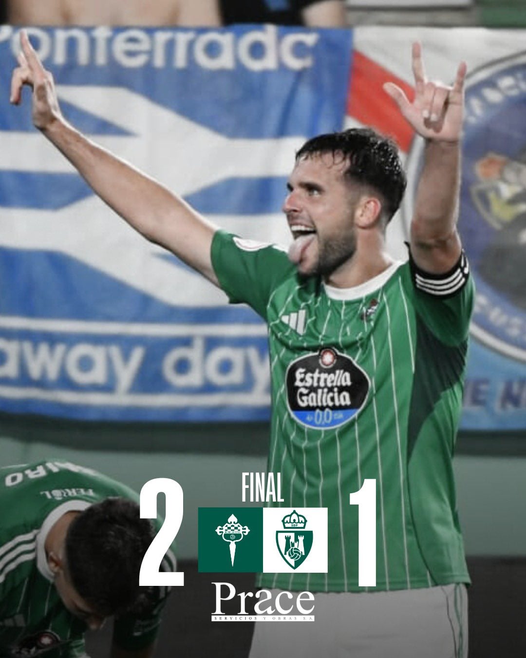 Álvaro Giménez celebra el gol de la victoria del Racing ante la Ponferradina en A Malata (foto: Racing Club Ferrol)