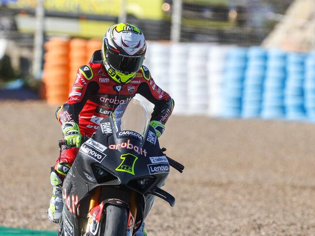 Álvaro Bautista durante la sesión del jueves en Jerez