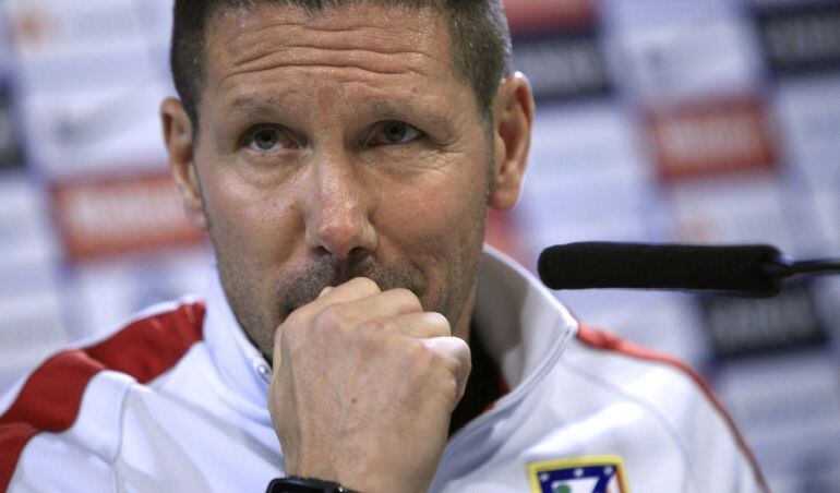 El entrenador del Atlético de Madrid, durante la rueda de prensa previa al partido del Camp Nou ante el Barcelona.