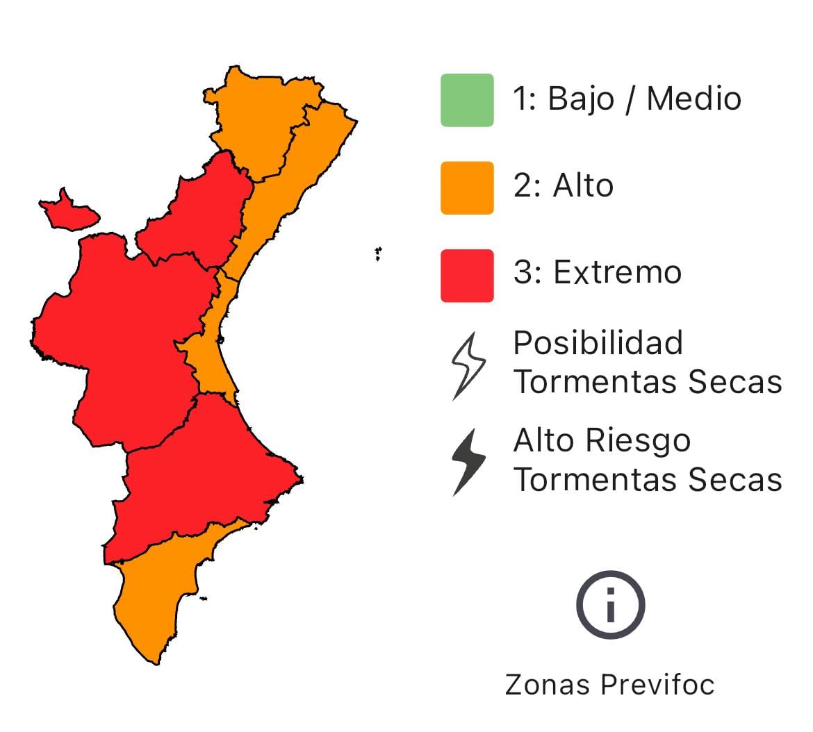 Previsión incendios forestales en la Comunitat Valenciana para el 27 de enero. Fuente: GVA 112