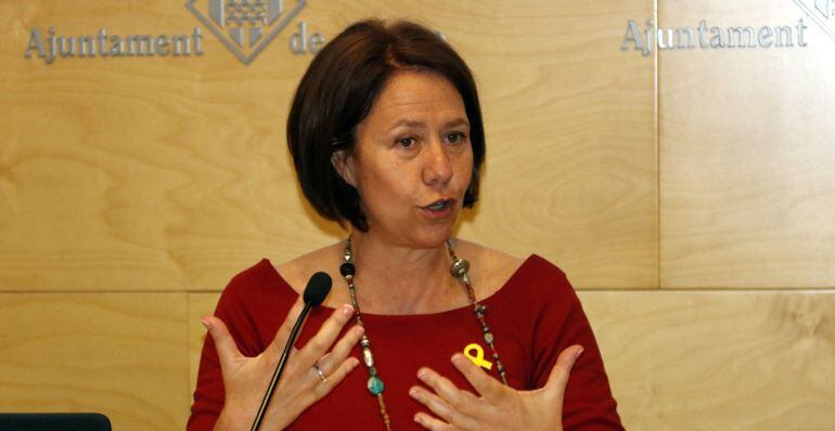 L'alcaldessa de Girona, Marta Madrenas, aquest 26 d'abril del 2018 durant la compareixença a l'Ajuntament de Girona.