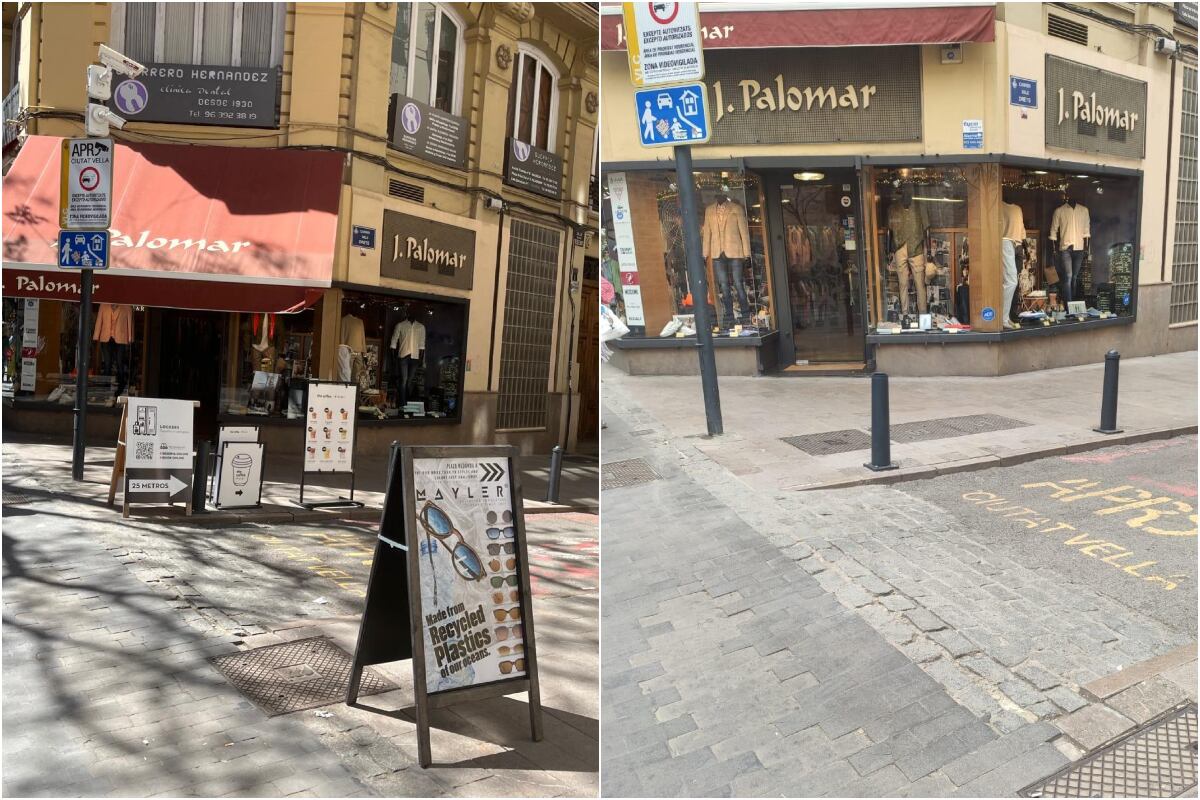 Antes y después de pasar la policía local de València por la calle San Vicente
