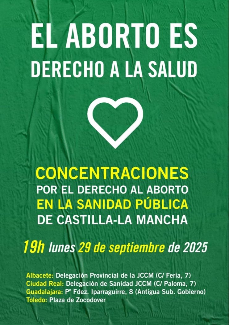Concentraciones en Castilla-La Mancha para exigir a la Junta que garantice el derecho al aborto en la sanidad pública