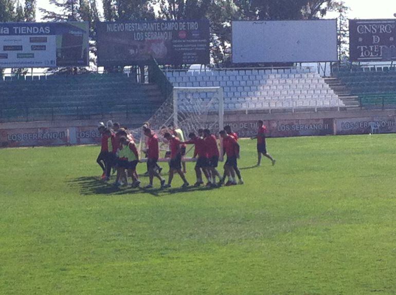 Jugadores del Toleod durante un entrenamiento de esta semana