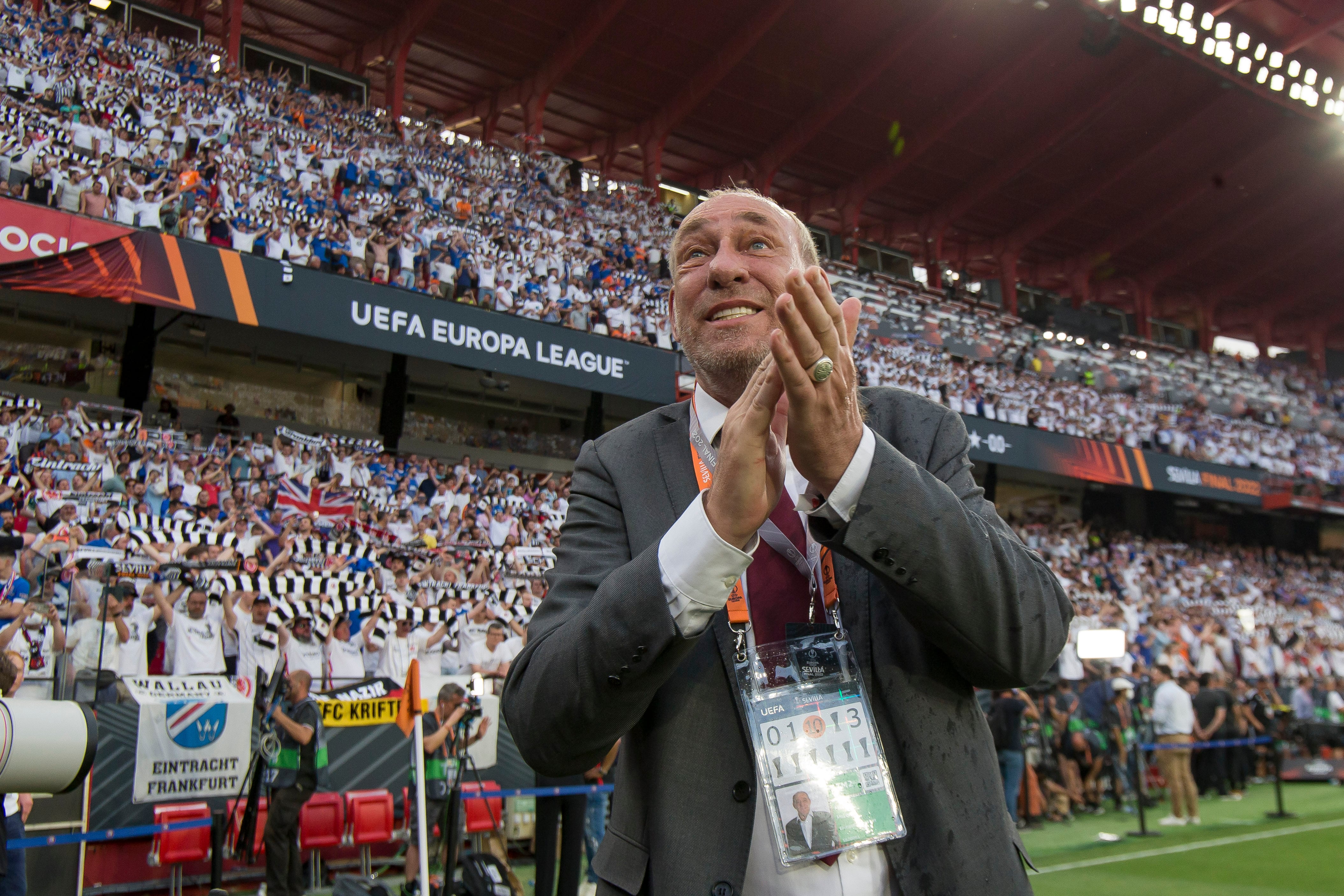 Peter Fischer, presidente del Eintracht, antes de la final de la Europa League