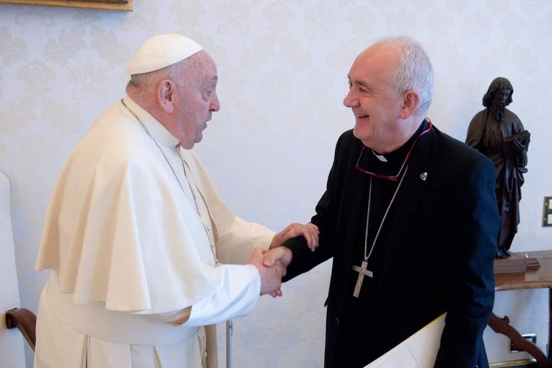 El Obispo de la Diócesis de Barbastro-Monzón en una reciente audiencia privada con el papa Francisco.  Foto: Diócesis Barbastro-Monzón