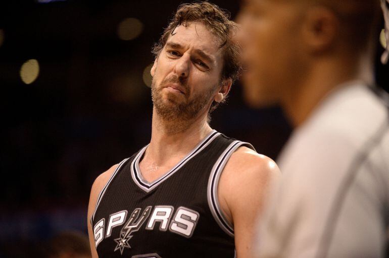 Pau Gasol, durante un partido con los Spurs