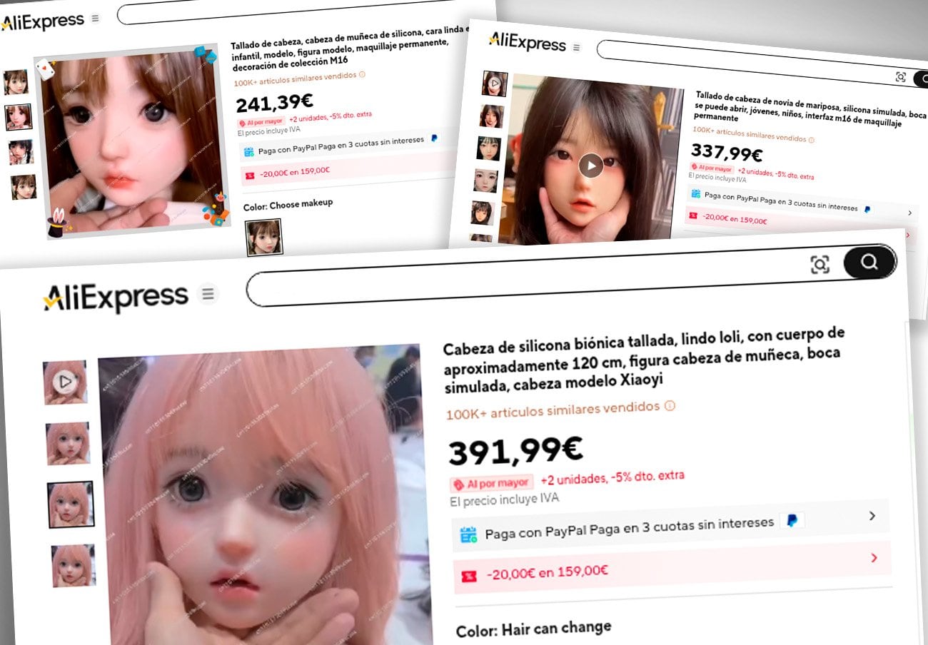 Facua denuncia la venta en AliExpress de muñecas sexuales con apariencia de niñas.