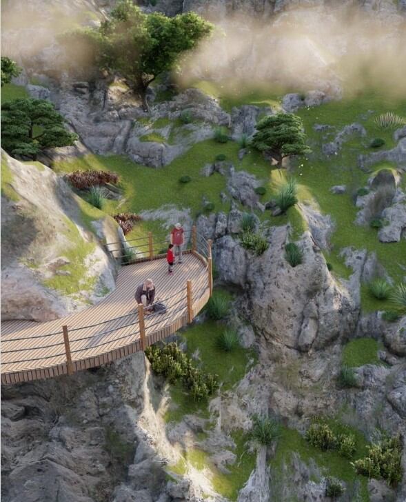 Recreación de la pasarela en las Cimbras de Torres, presentada en FITUR 2025