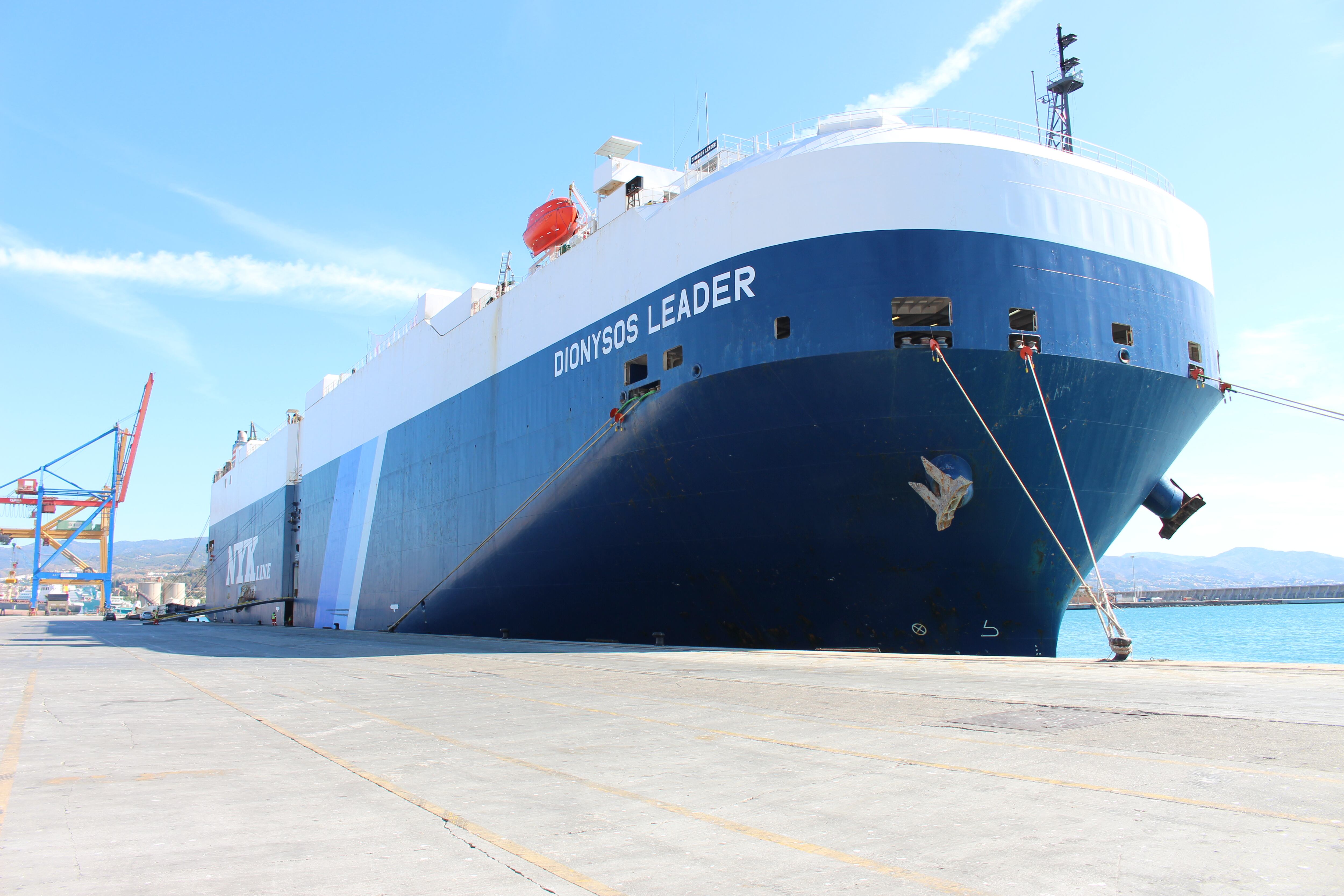 El buque Dionysos Leader esta mañana en el puerto de Málaga