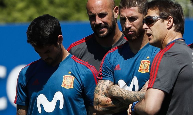 Julen Lopetegui, en uno de sus últimos entrenamientos con la selección española.