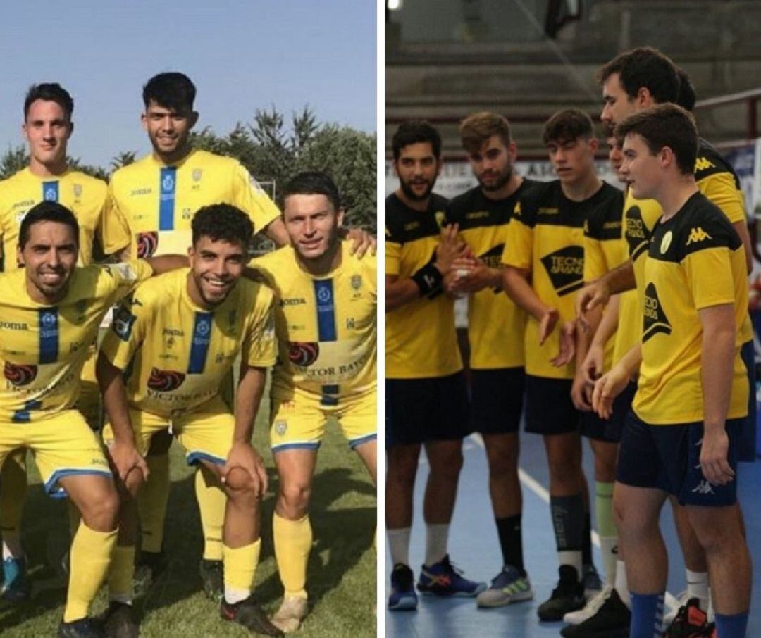 Las plantilla de Arandina (i) y Villa de Aranda, en la presente pretemporada.