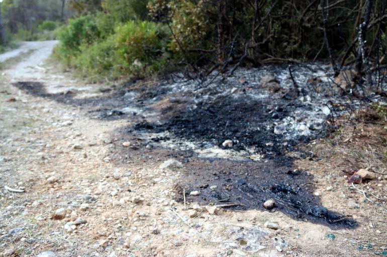 El punto donde apareció en cadáver en Begues (Barcelona)