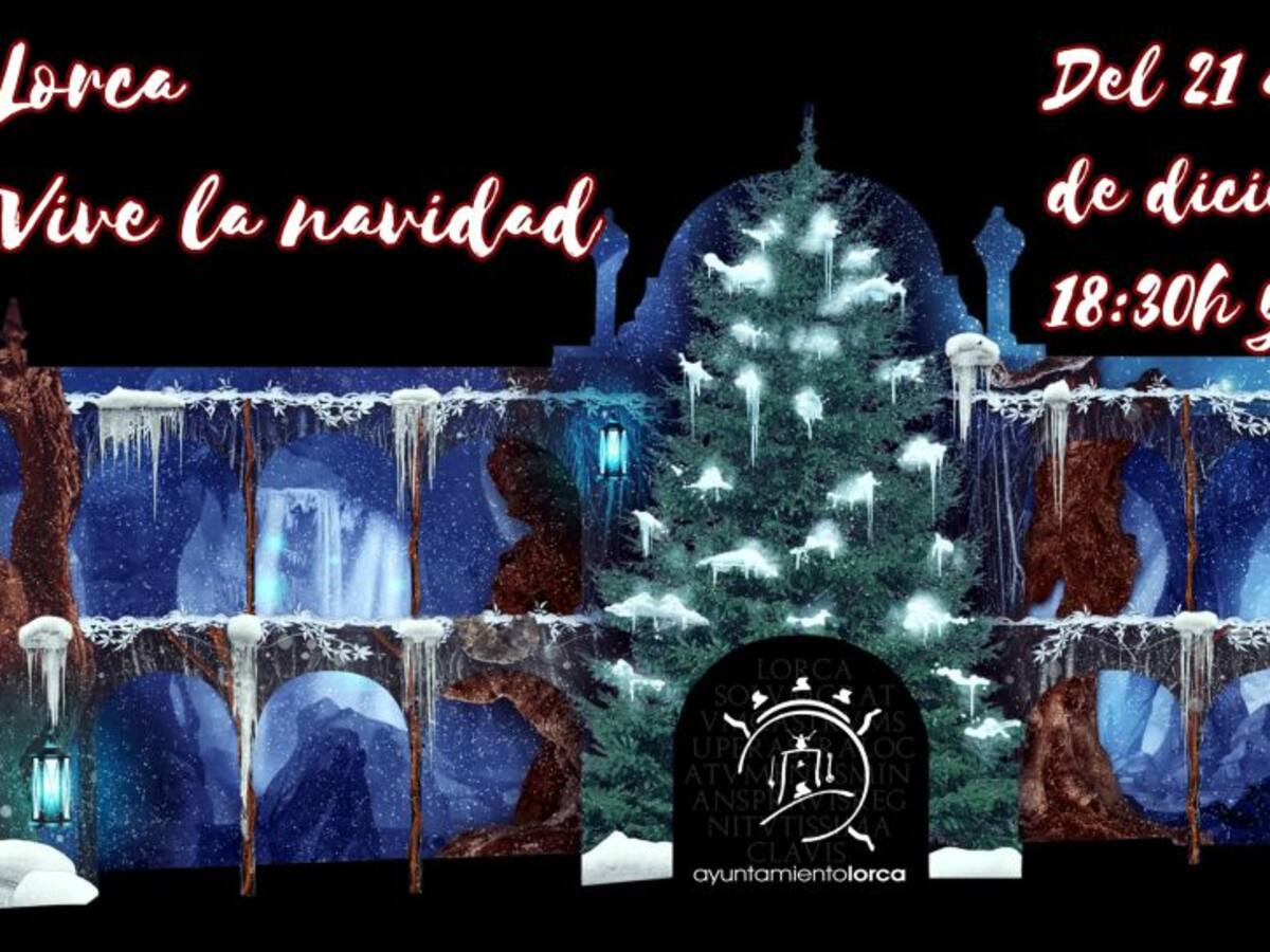 'Videomapping' navideño en la fachada del Ayuntamiento de Lorca