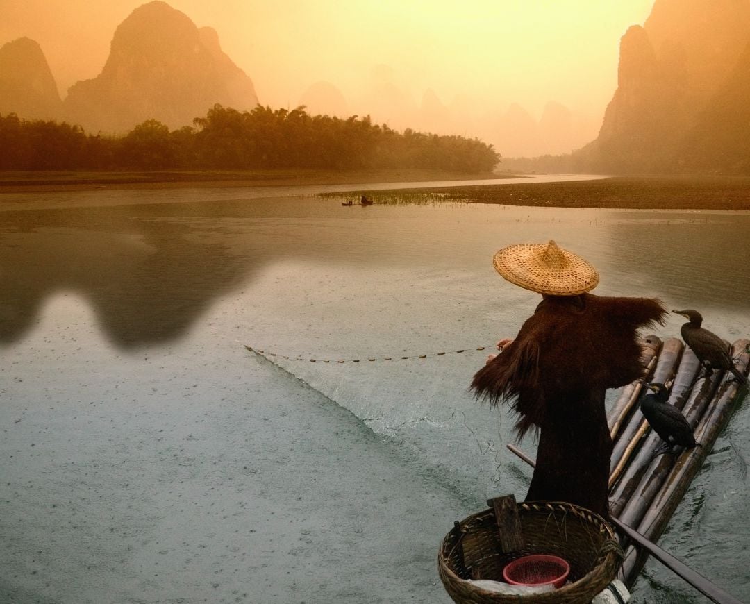 Pescador en el río Yangtsé. 