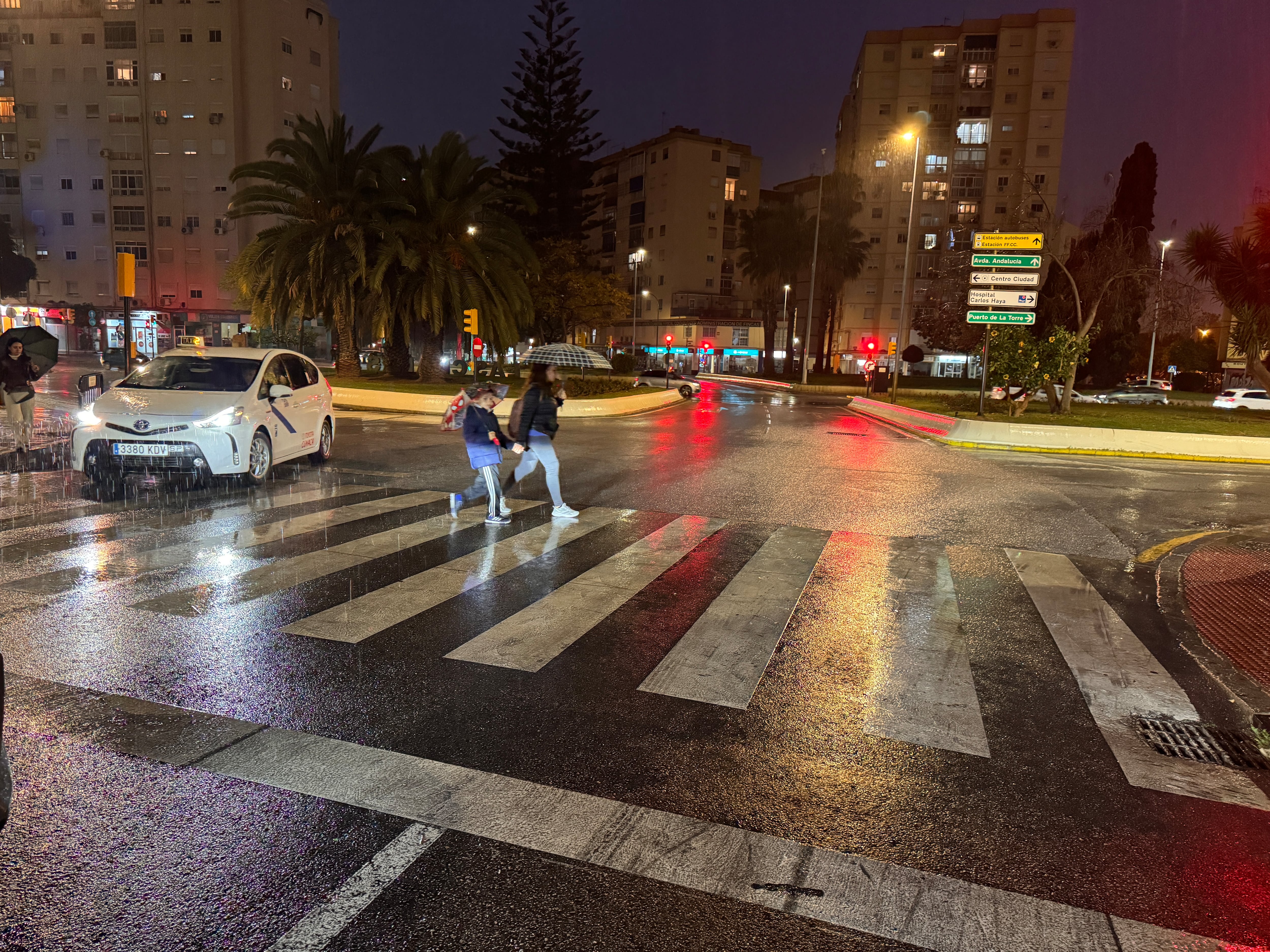 Lluvias este domingo por la noche en la capital malagueña
