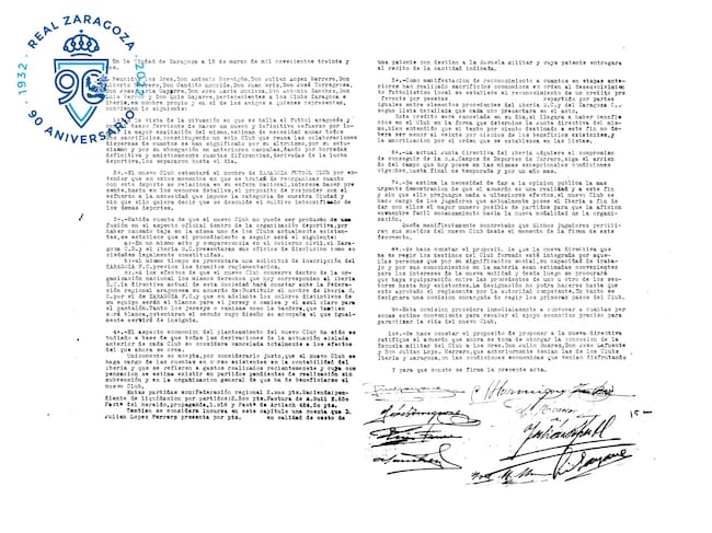 Acta fundacional del Real Zaragoza