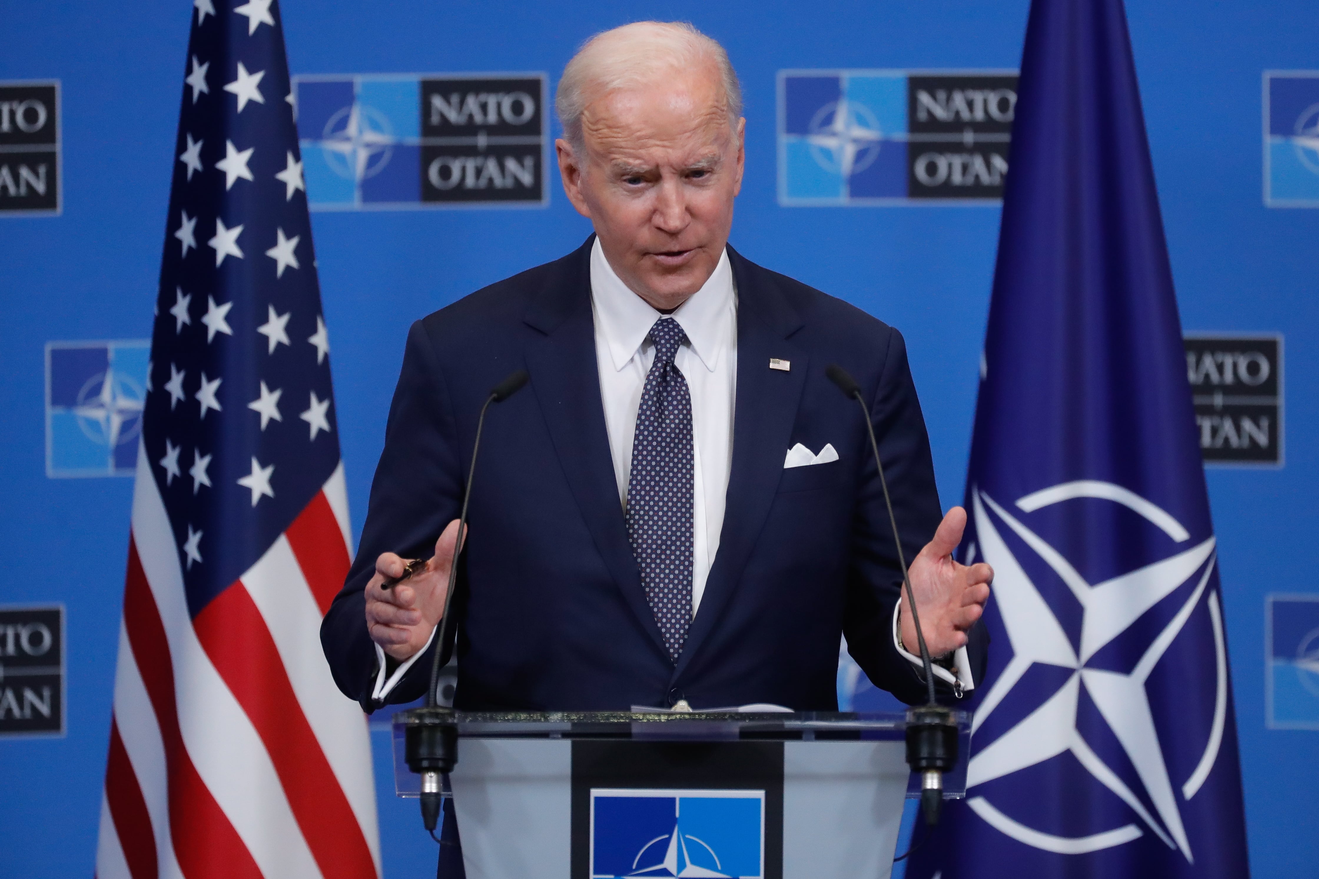 El presidente de EEUU, Joe Biden, durante su comparecencia en Bruselas de este jueves